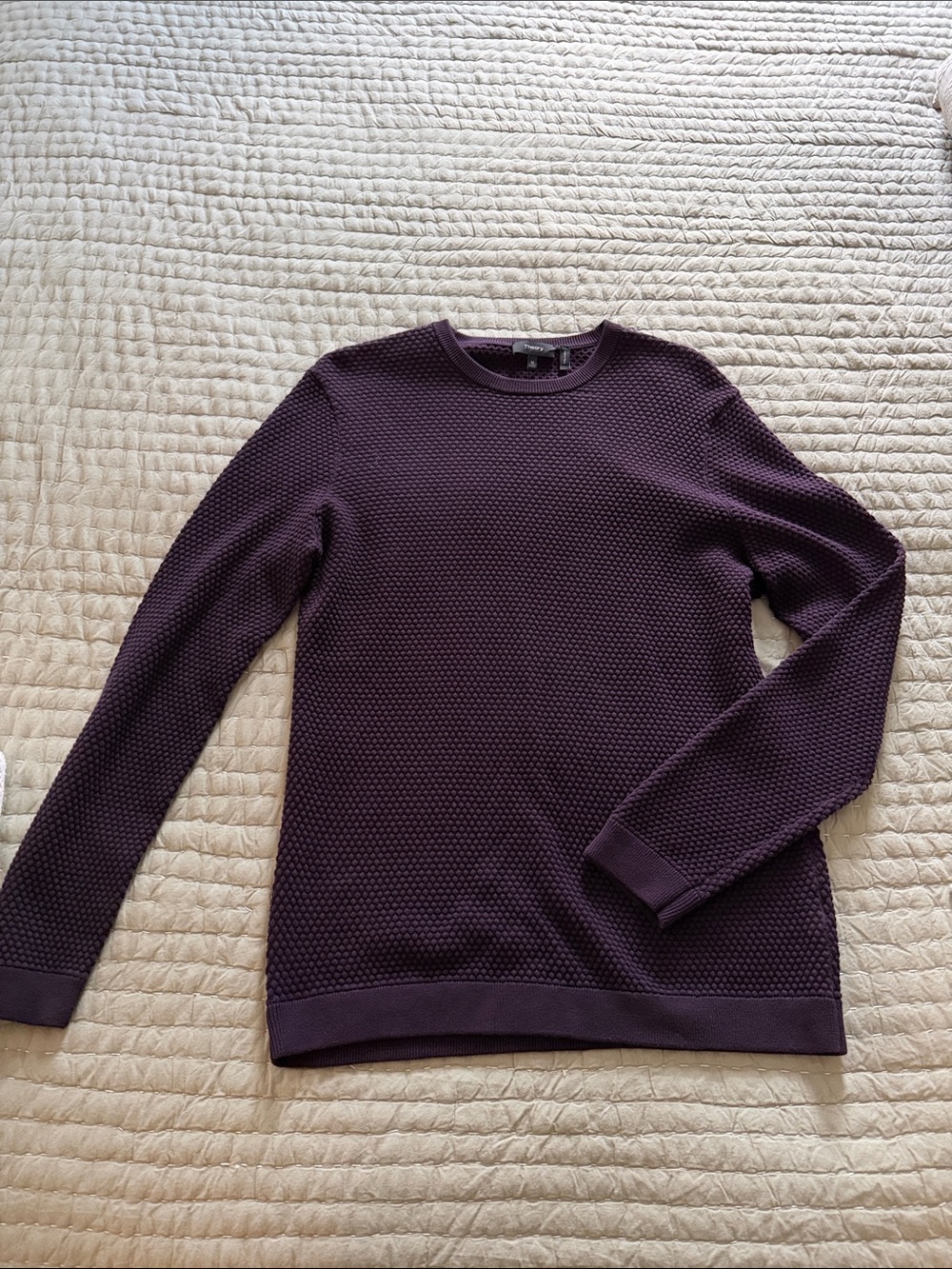 Theory Men's Textured Crewneck Sweater - Deep Plum
